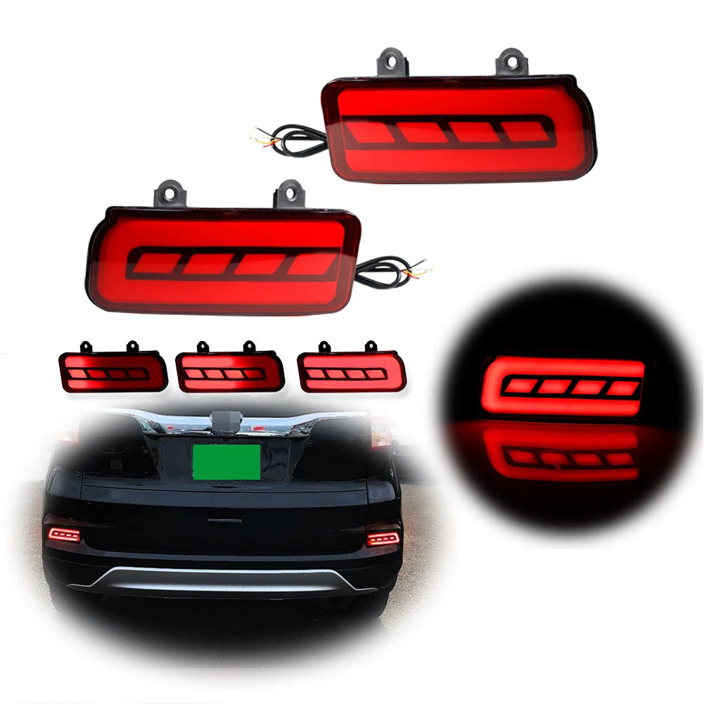 2X Red LED Rear Bumper Reflector Tail Light for Honda CR-V (2015–2016)