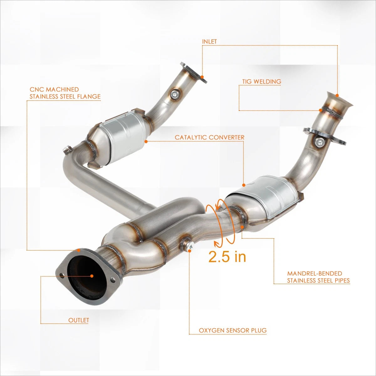 Catalytic Converter Exhaust Pipe for Suburban Silverado Sierra Escalade (1999–2005)