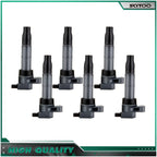 Set of 6 Ignition Coils for Hyundai Santa Fe Sonata Genesis Azera Kia Sedona
