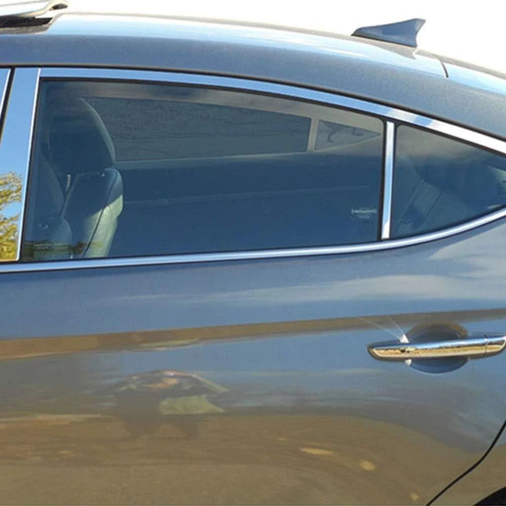 Luxury FX Stainless Steel Pillar Post Trim Kit for Hyundai Elantra (2017–2020)