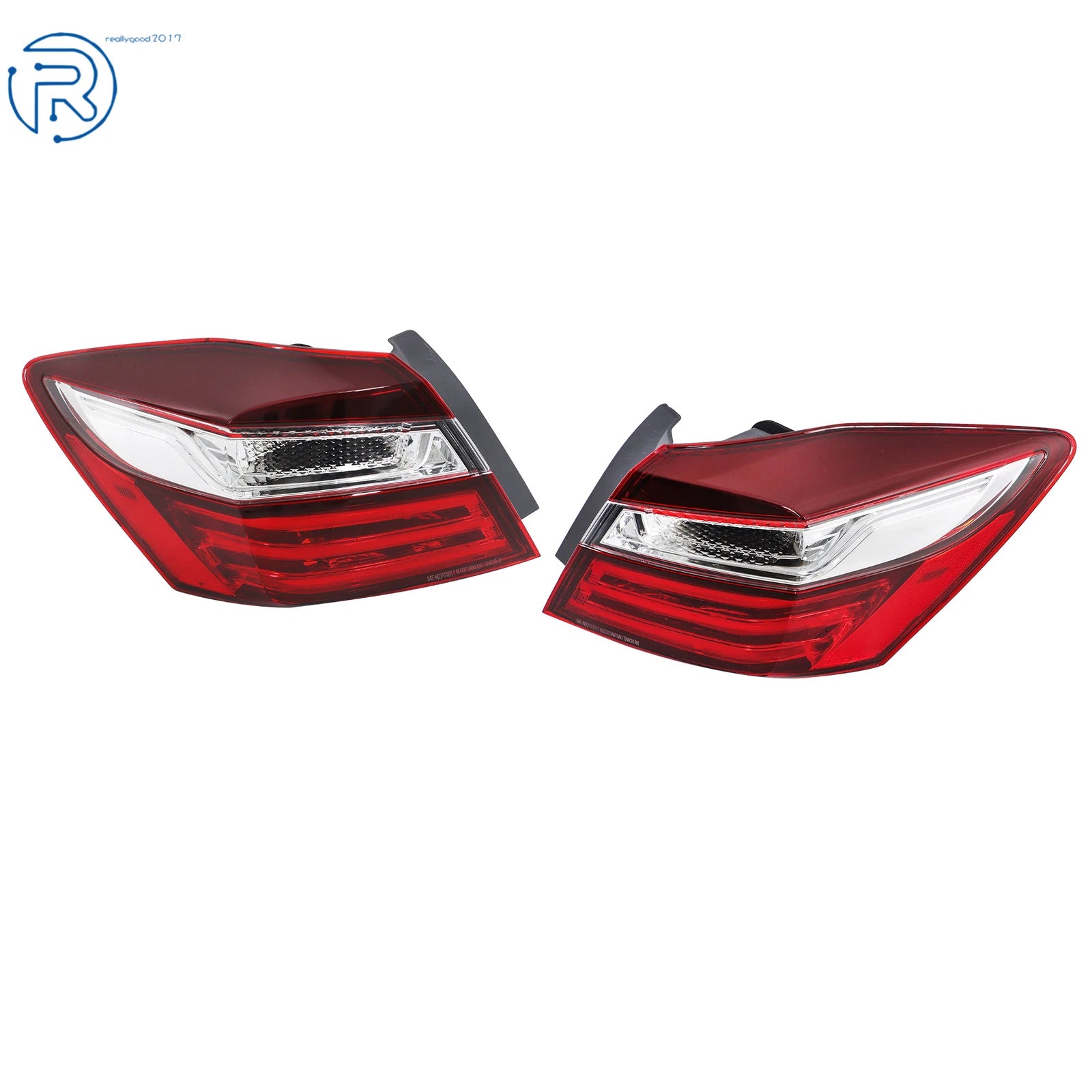 Set of 2 Red Tail Lights for Honda Accord (2016-2017)