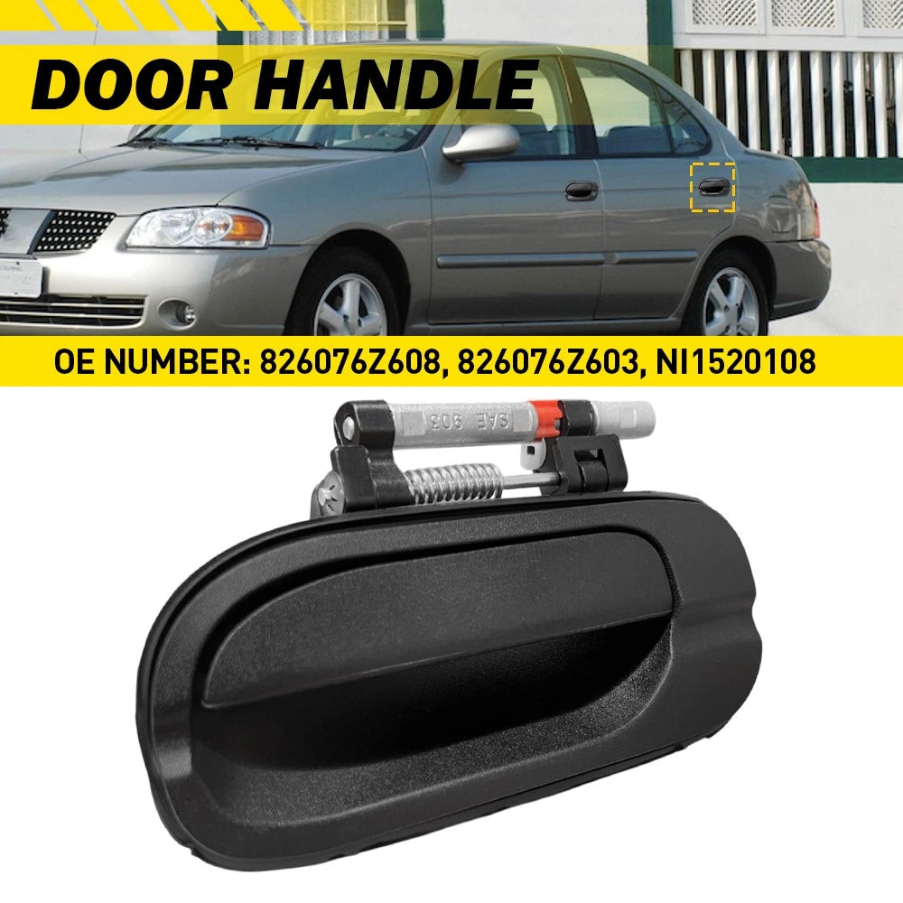 Rear Outside Door Handle Smooth Black for Nissan Sentra (2000–2006) Left