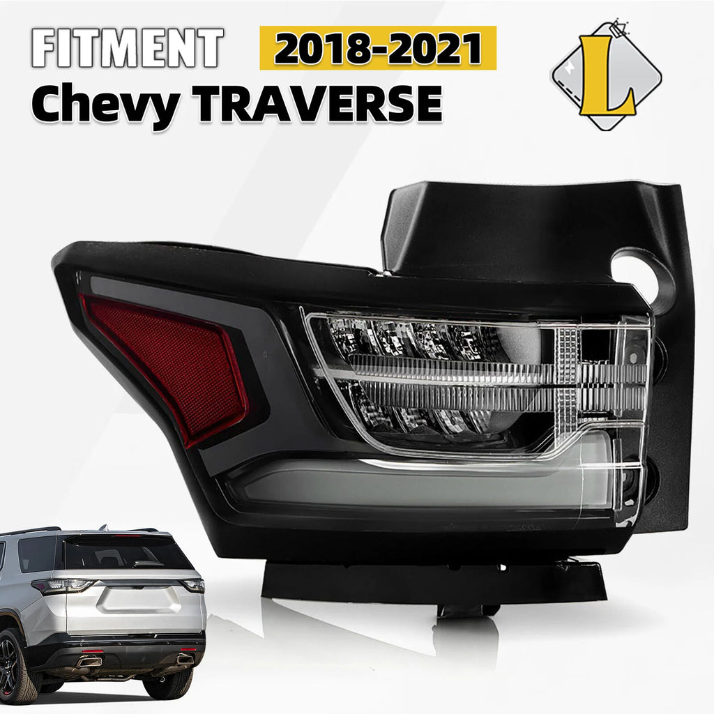LED Tail Light for Chevy Traverse (2018–2021) Outer Driver Side, Black