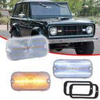 2X Clear Switchback LED Parking Signal Lights for Ford Bronco (1966–1968)