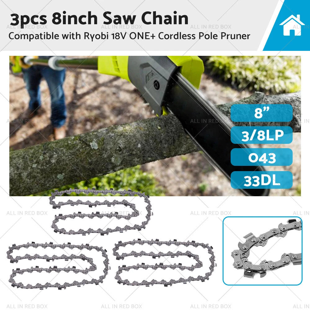 3PCS Chainsaw Chain for Ryobi ONE+ OPP1850 OPP1820 (043 33DL)
