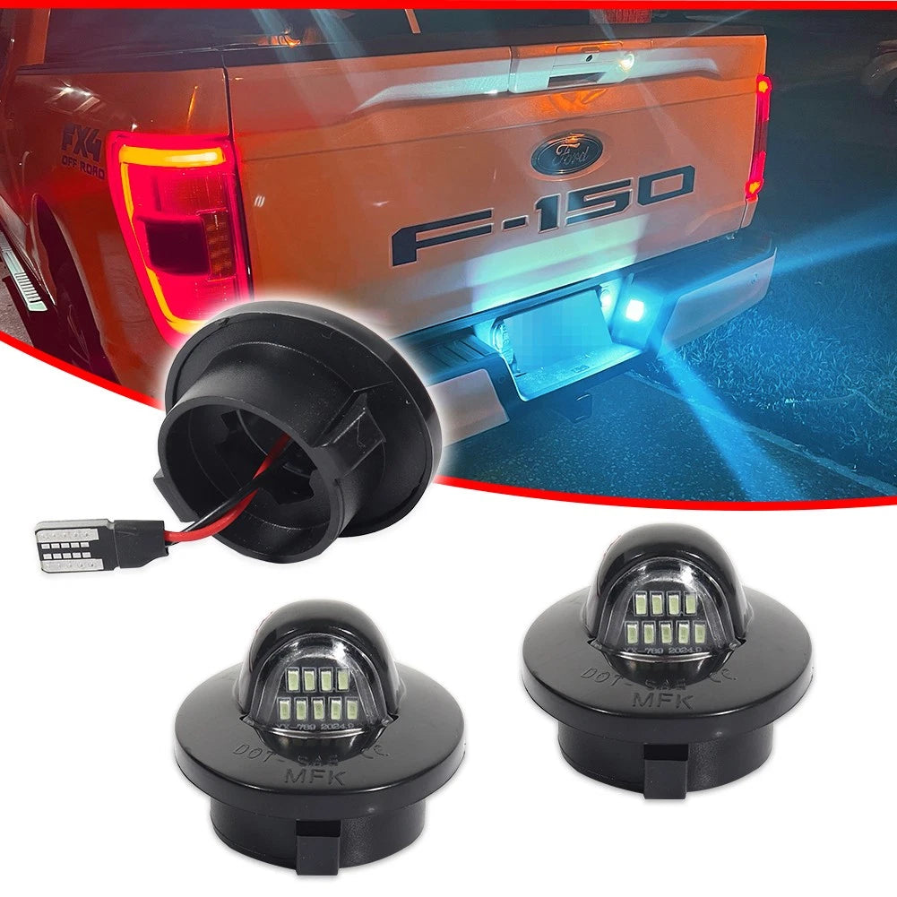 2X Ice Blue LED License Plate Lights for Ford F150 F250 F350 F450 (1999–2016)