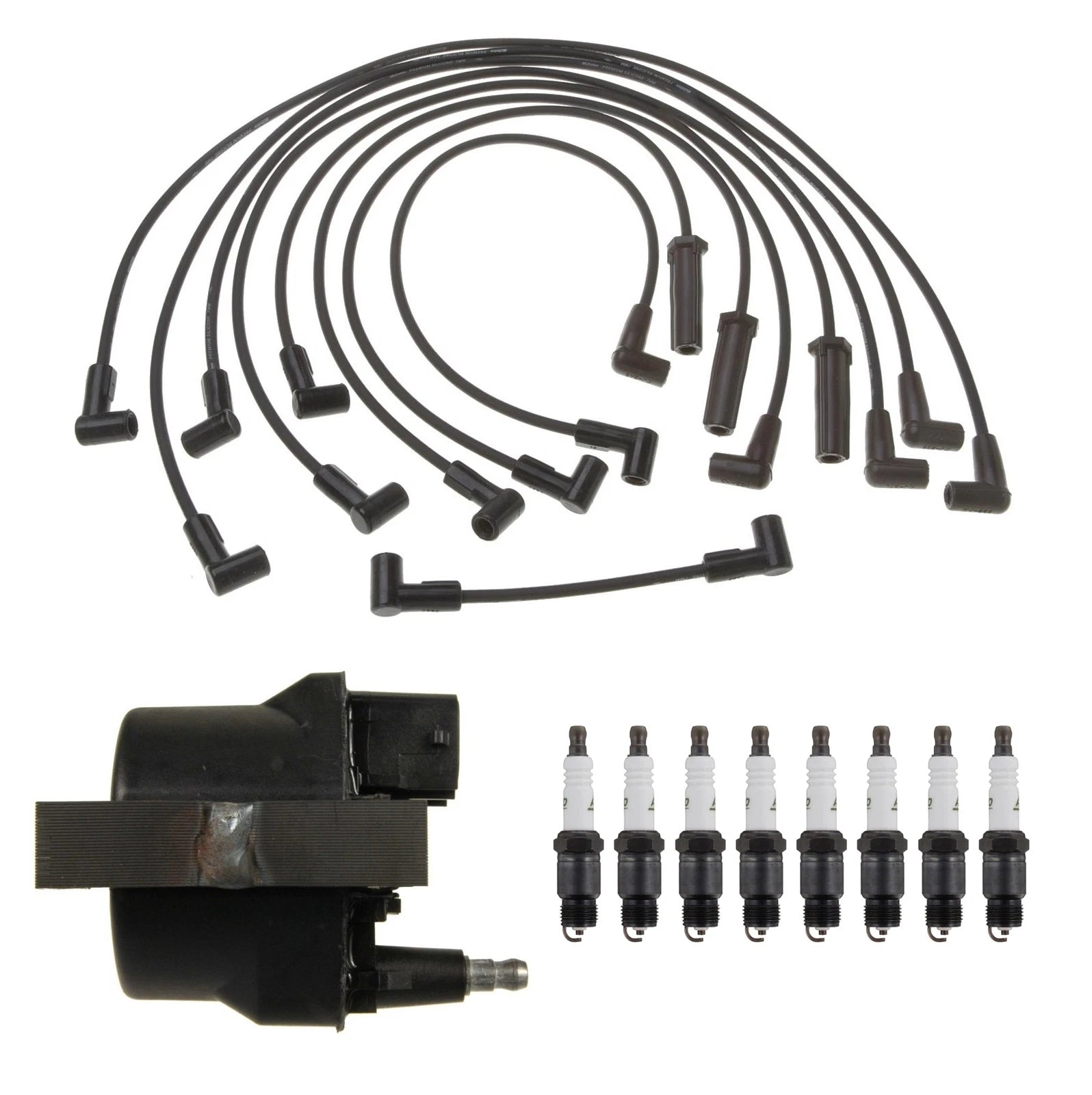 Ignition Wires Coil & 8 Spark Plugs Kit for Buick Chevrolet Oldsmobile (V8)