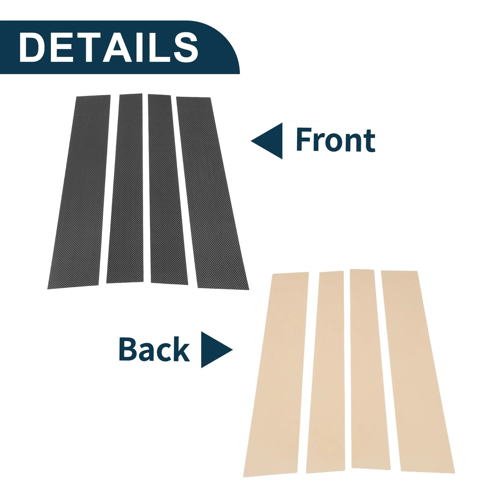 Set of 4 Door Pillar Window Trim for Toyota Sequoia (2008–2014) Carbon Fiber