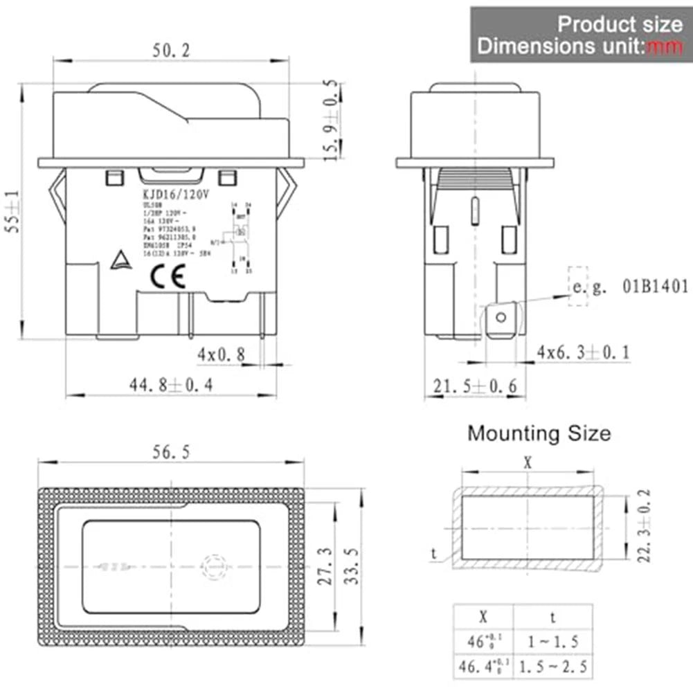 Electromagnetic Switch 16A 120V IP54 for Motor Applications