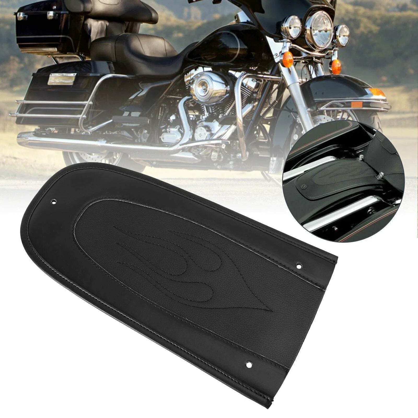 Flame Stitch PU Leather Rear Fender Bib Solo Seat for Touring Electra Glide (2009-2023)