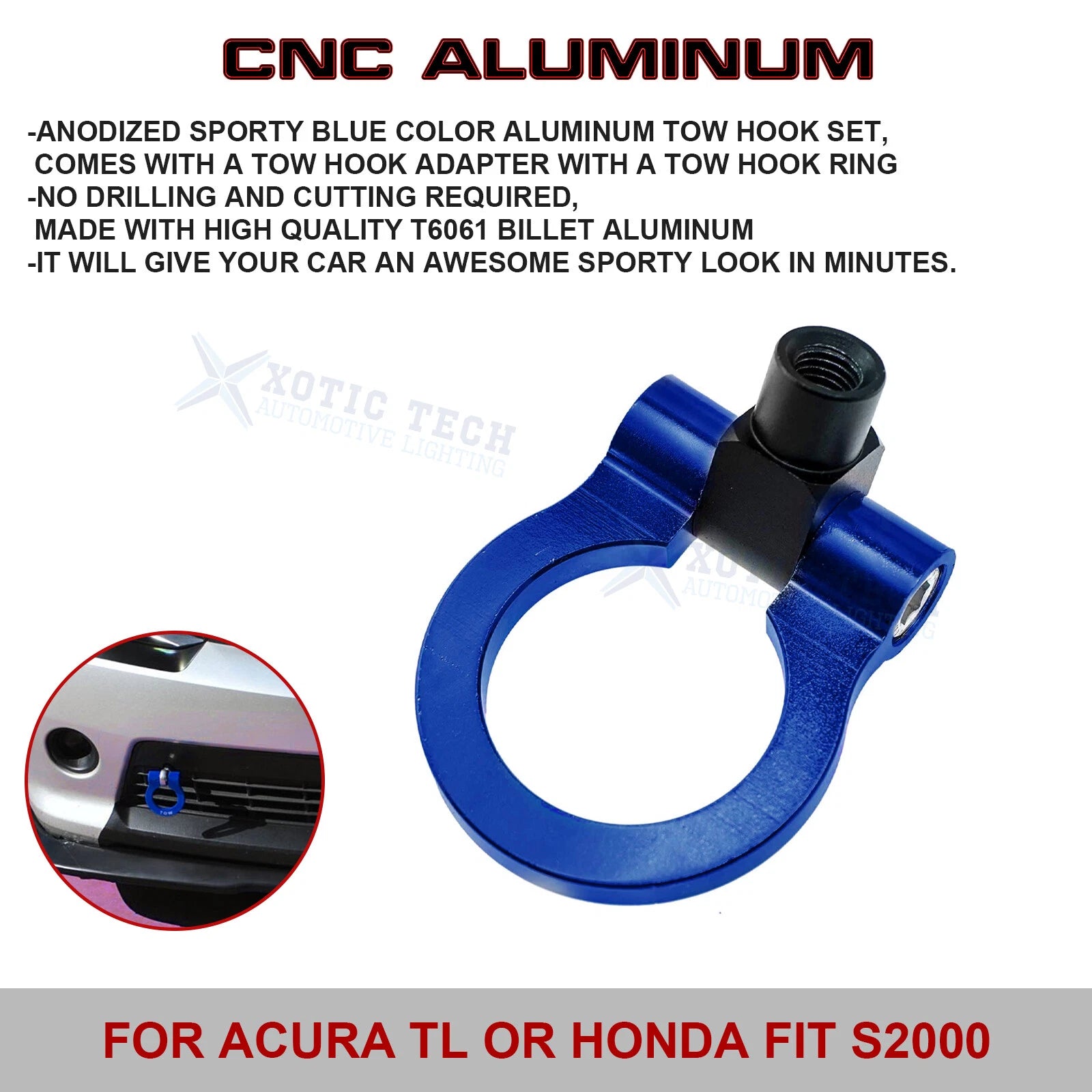 Blue Track Racing Tow Hook Ring for Honda Fit Acura TL (2006-2008)
