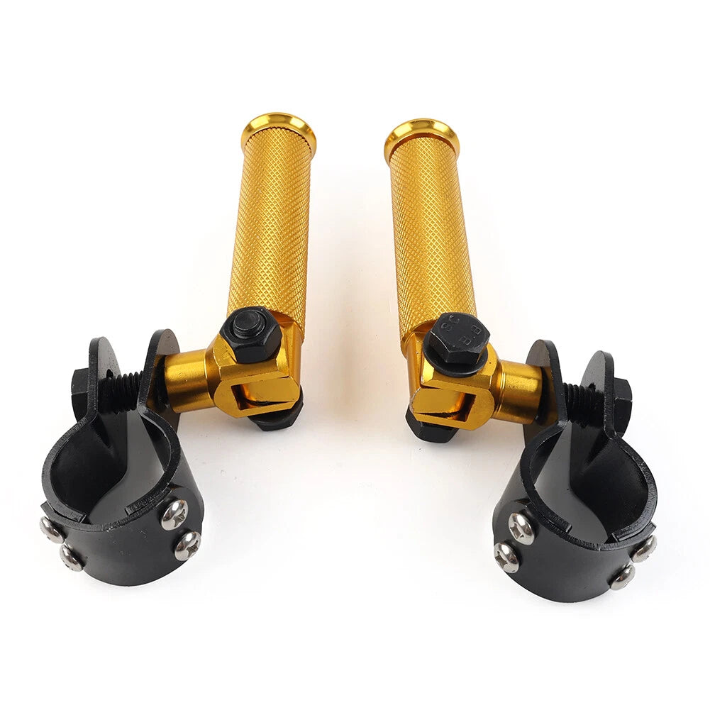 CNC Foot Pegs for Universal Motorcycle (30-33mm) - Folding Gold
