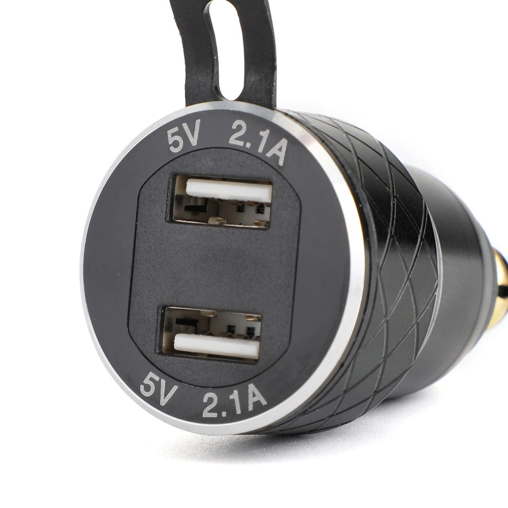 Dual USB Charger DIN Socket Voltmeter for BMW Motorcycle (EU Plug)