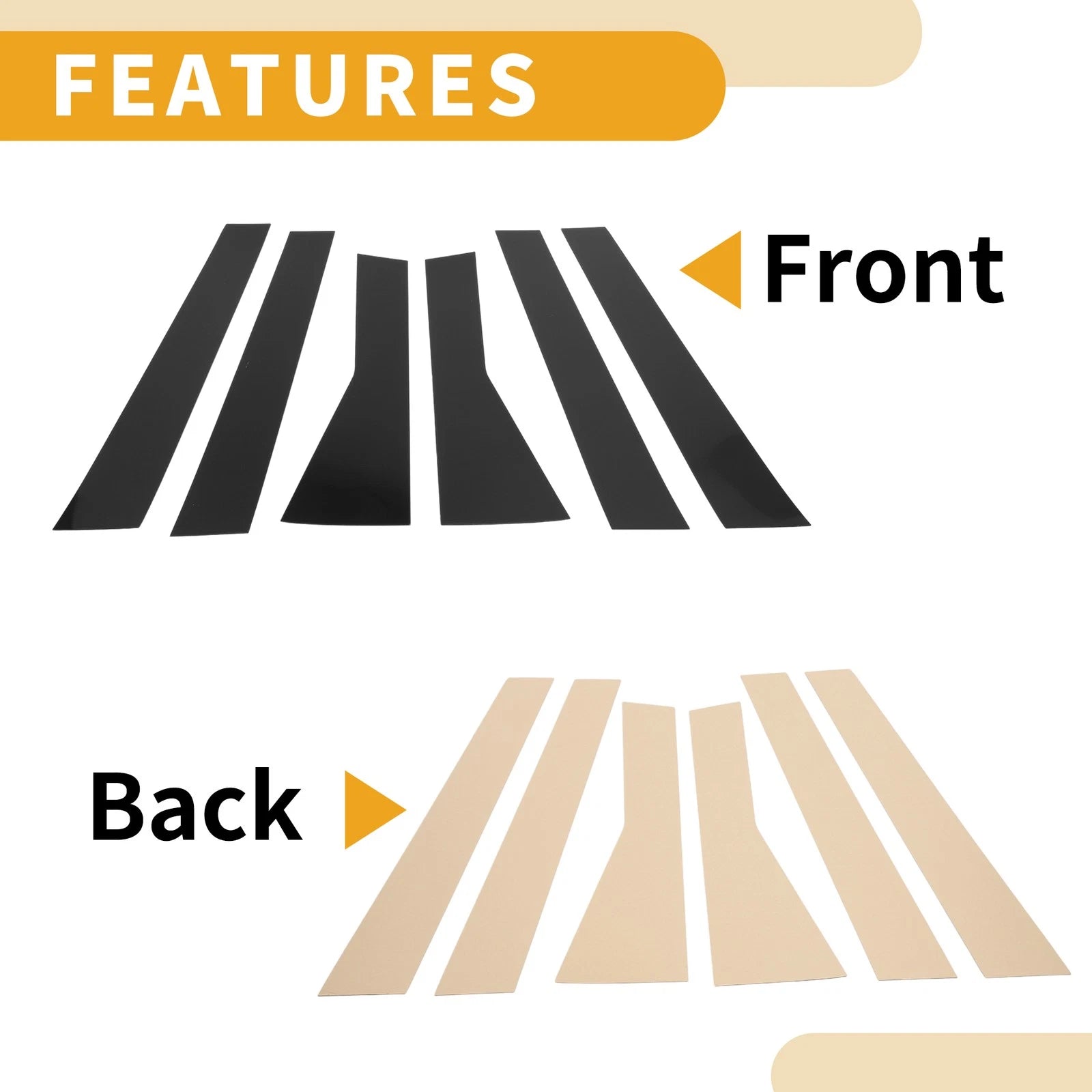 6 Pcs Window Trim Cover for Subaru Forester (2019–2023) Black
