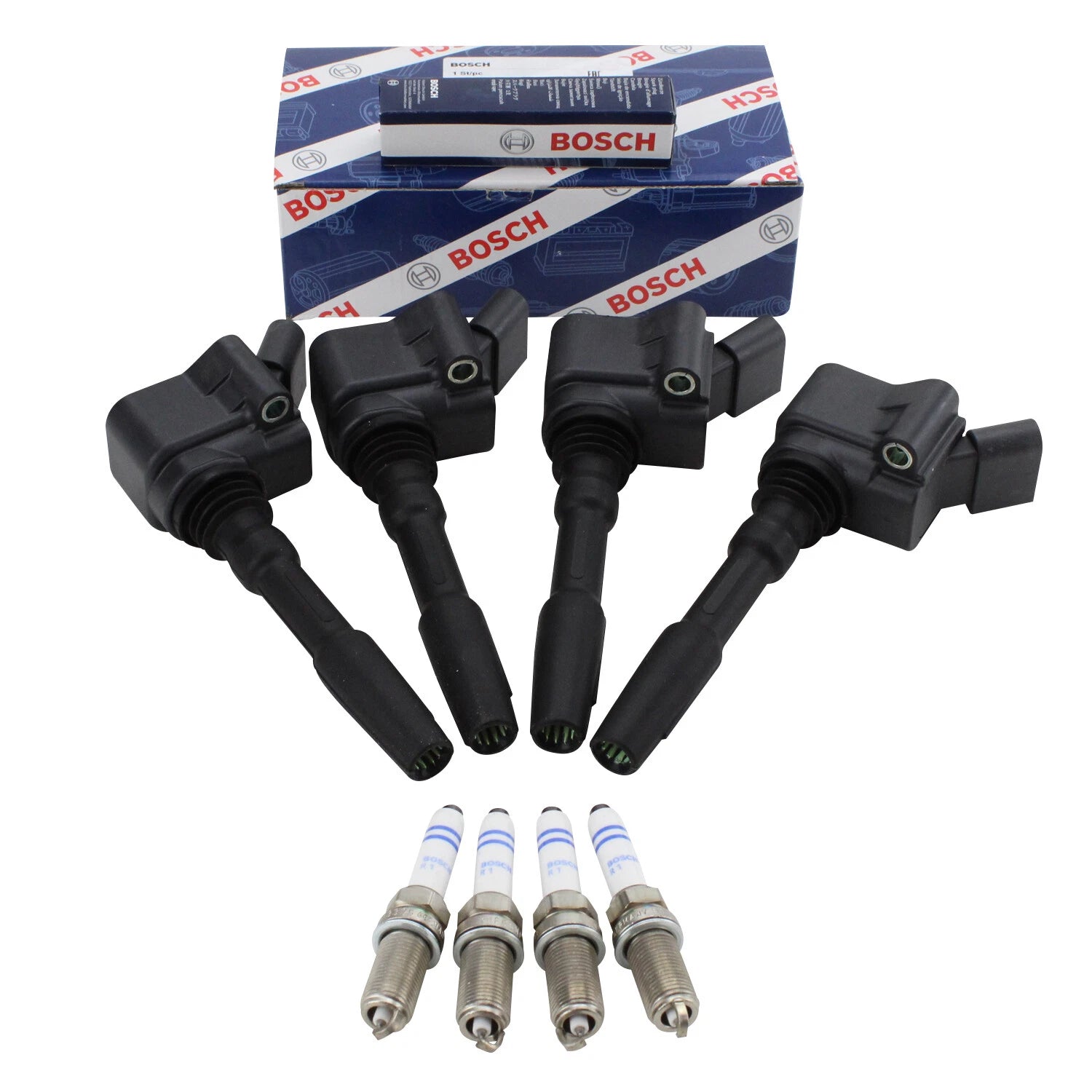Set of 4 Ignition Coils & 4 Spark Plugs for Bosch 1.8L 2.0L L4 AWD FWD