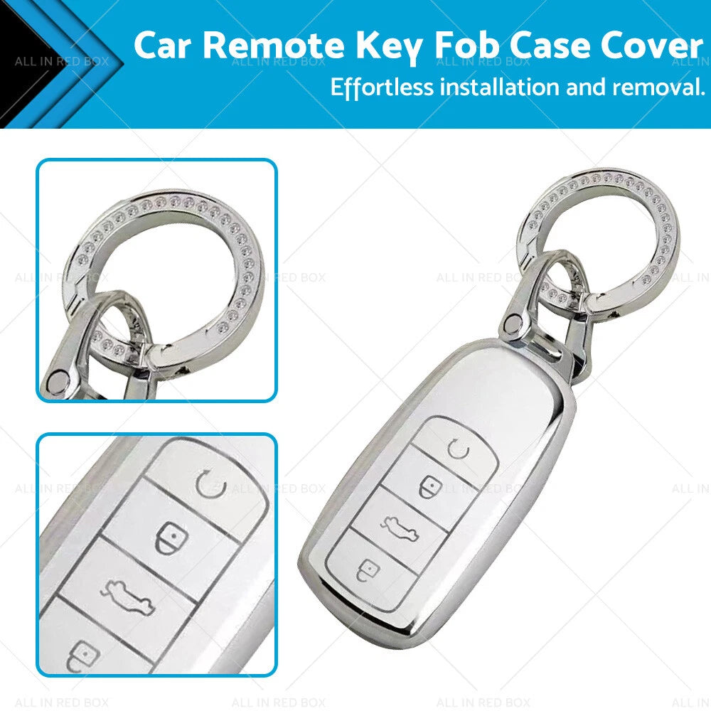Remote Key Fob Case Cover TPU White & Silver for Chery Omoda 5 (2022–2023)
