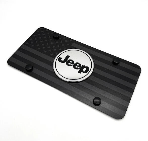 American Flag License Plate Cover with Jeep Script for Jeep Wrangler (2018–2024)