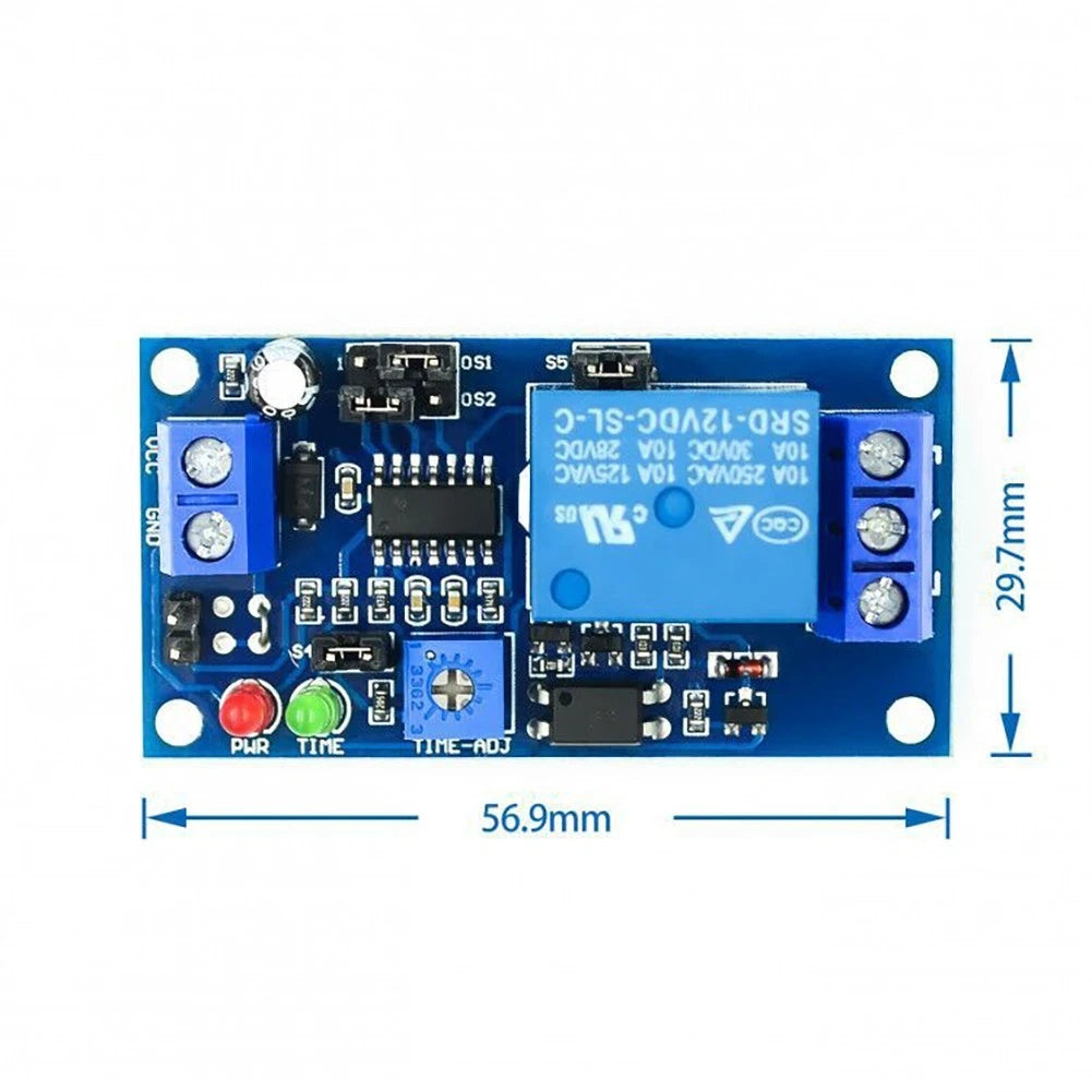 12V DC Delay Adjustable Timer Relay Module for Universal Applications