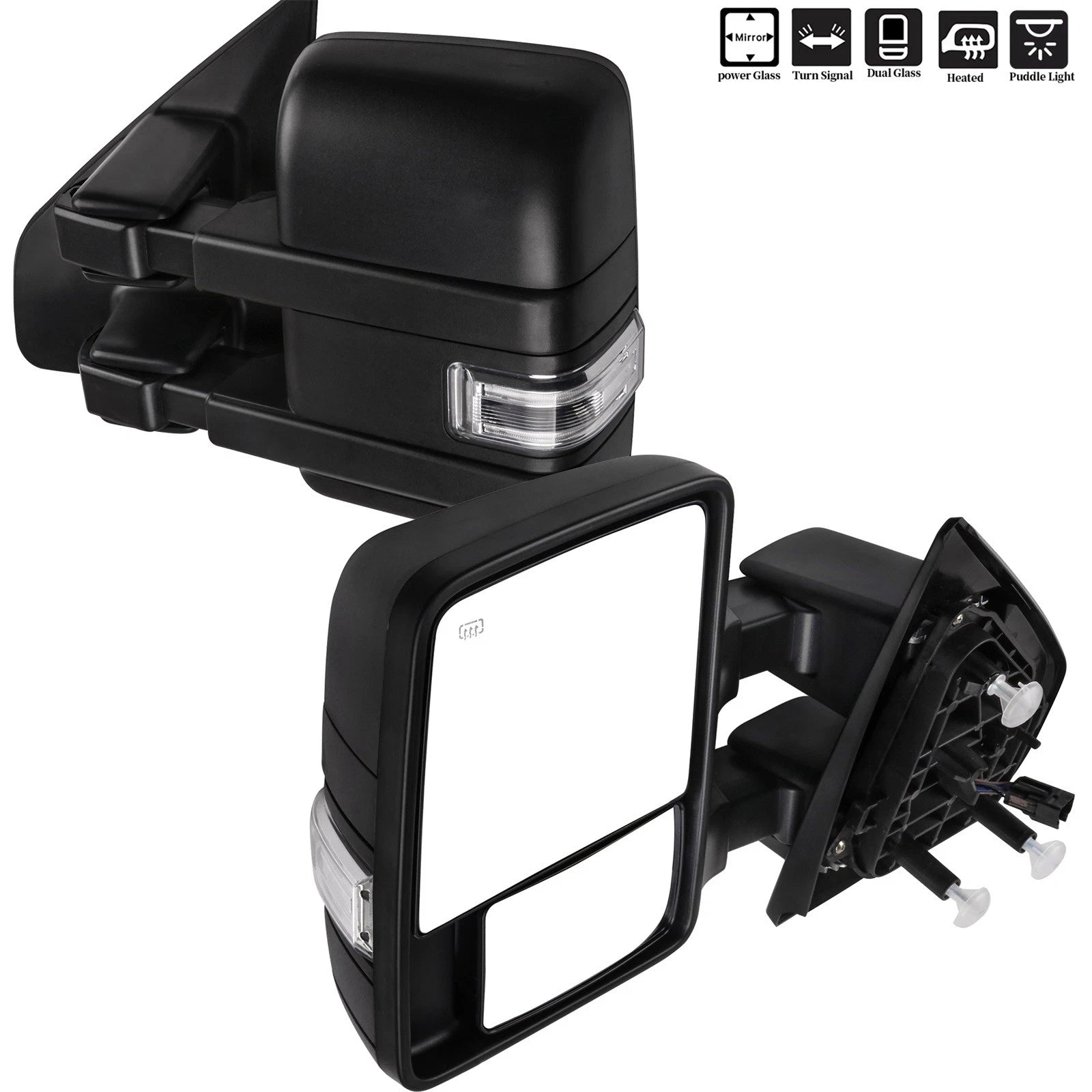 Power Heated Towing Mirrors with Puddle Light & Turn Signal for Ford F-150 (2004–2014)