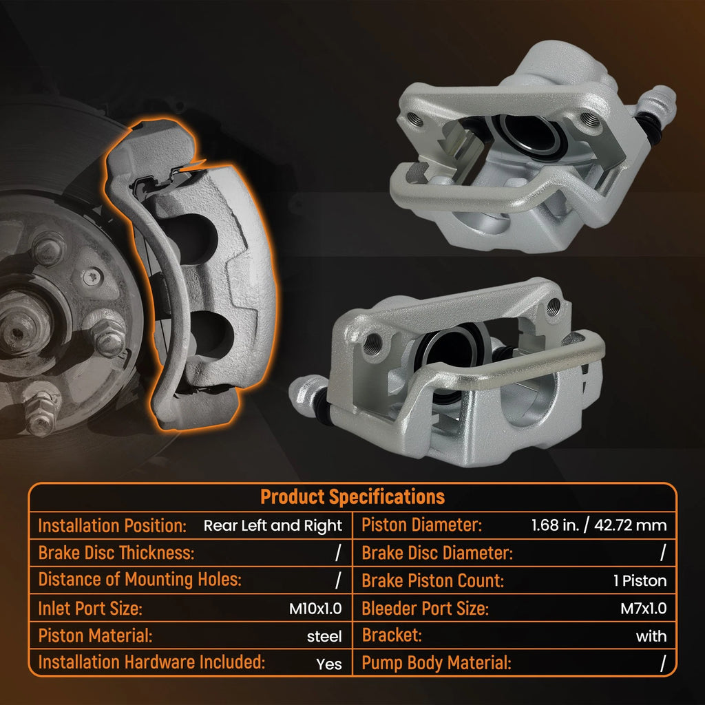 2X Rear Brake Caliper with Bracket for Nissan Murano Quest (2003–2009) 19B2792