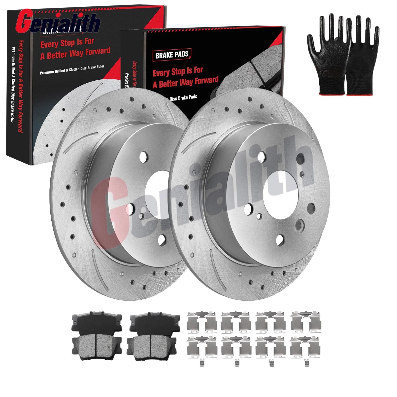 Set of 2 Rear Solid Rotors Brake Pads Kits for Toyota Camry (2007–2011) Avalon (2008–2012)