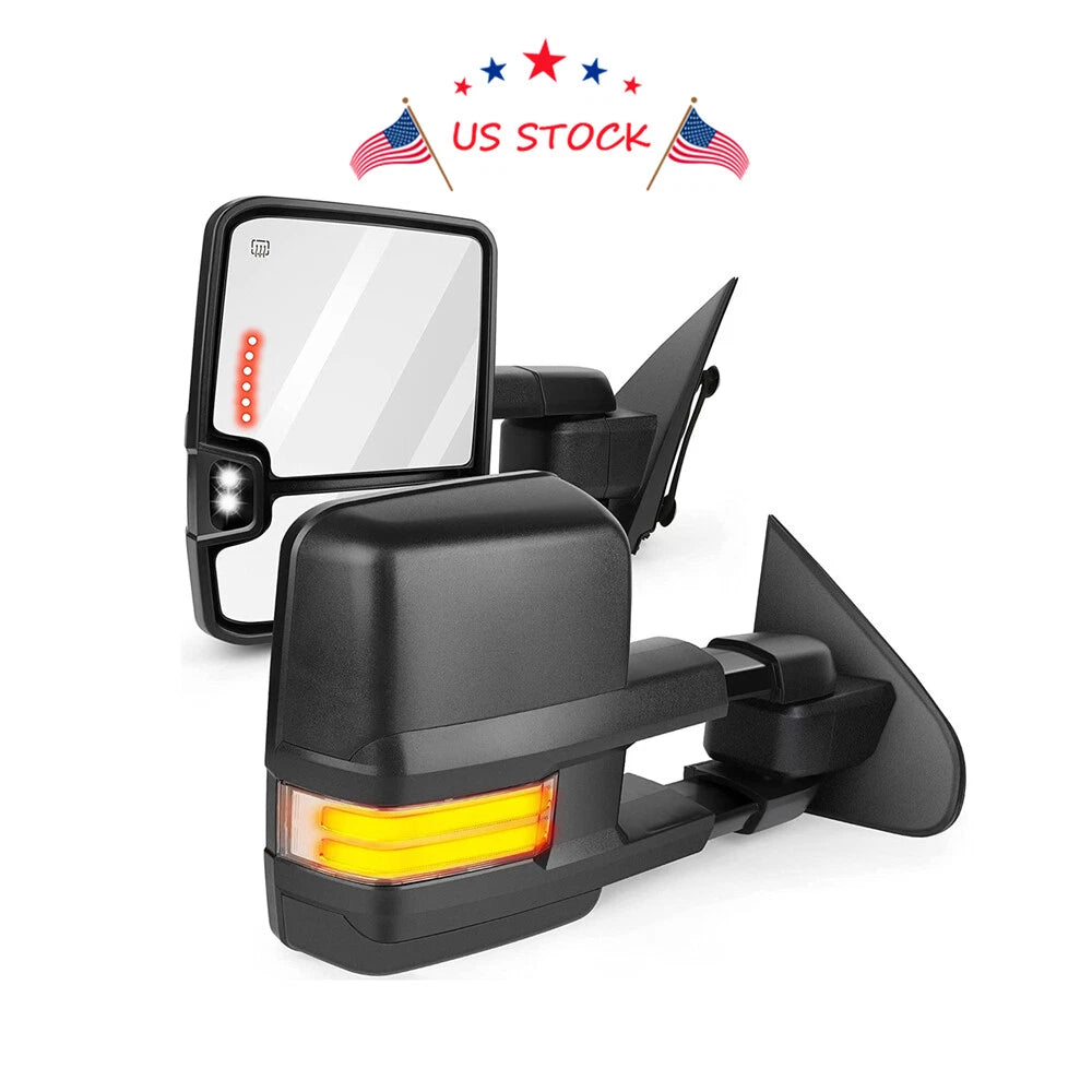 Power Heated Tow Mirrors for Chevy Silverado Sierra (2014–2018) with LED Signal