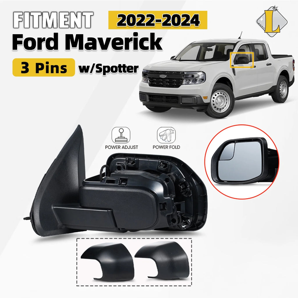Side Mirror for Ford Maverick (2022–2024) W/ Spotter Textured Left 3 Pins