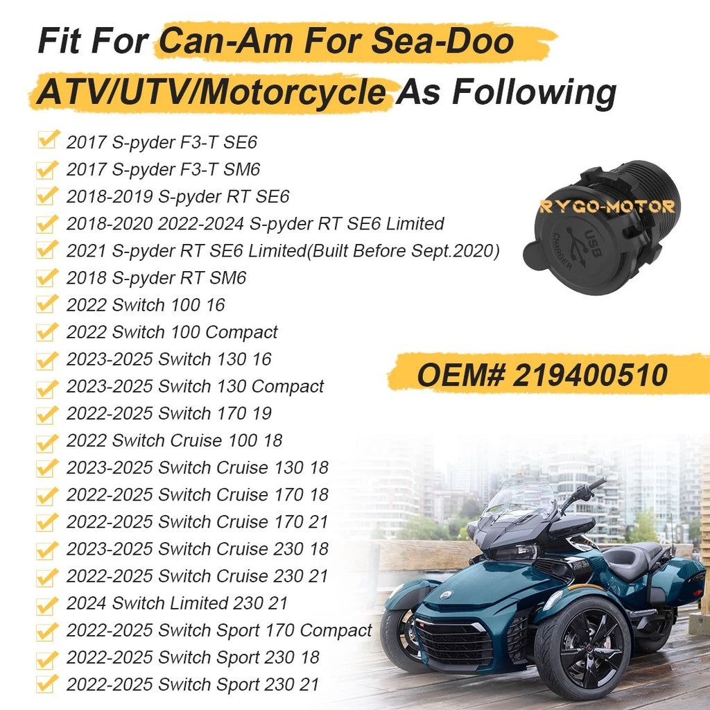 Dual USB Upgrade Kit for Can-Am Outlander G2 (219400510)