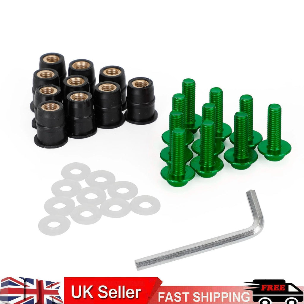 10 Pack Motorcycle Wind Screen Shield Alu M5x16mm Screw Bolt Washers