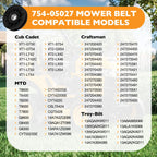 Deck Flat V-Idler Pulley Drive Belt Set for Cub Cadet