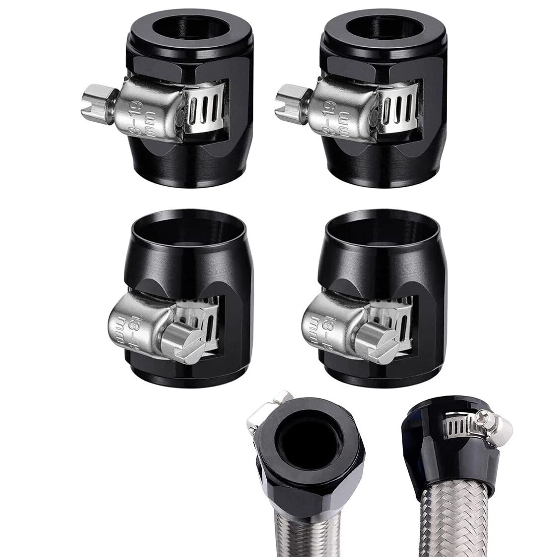 Set of 5 Hex Hose Finisher Clamp for AN 4/6/8/10/12 Fittings