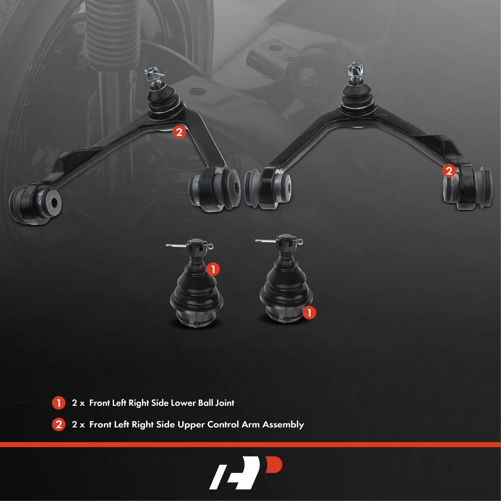 Set of 4 Front Control Arms & Ball Joints for Ford F-150 (1997–2003)