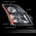 Right Passenger Headlight Lamp for Nissan Sentra (2007–2009) OE Style Black Housing