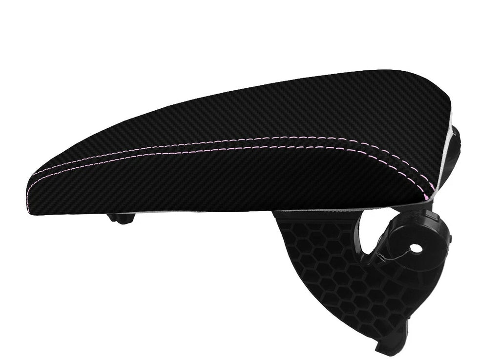 Console Lid Armrest Cover for Toyota Camry (2012–2017) Carbon Fiber Pink Stitch