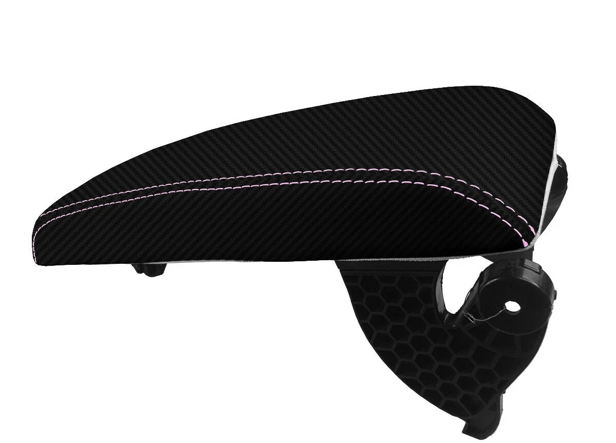 Console Lid Armrest Cover for Toyota Camry (2012–2017) Carbon Fiber Pink Stitch