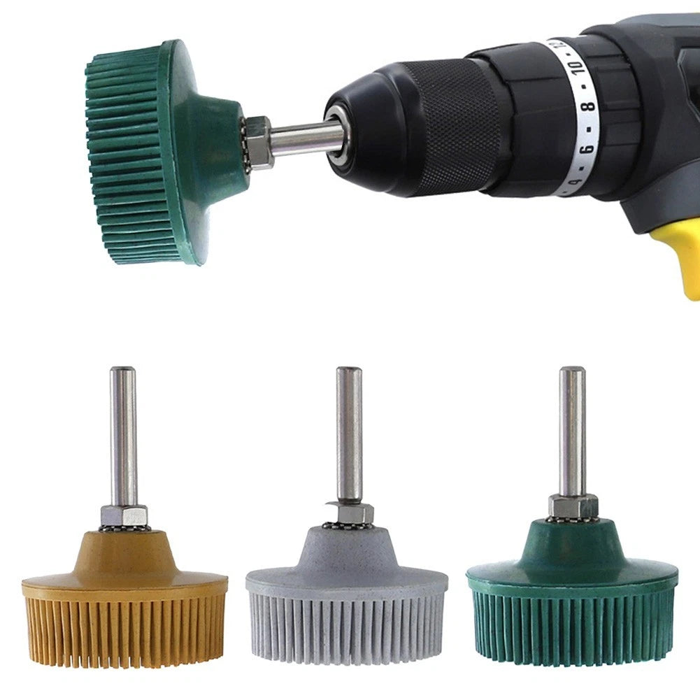 2 Inch Electric Drill Disc Brush Set of 3 - Emery Abrasive Bristle Disc