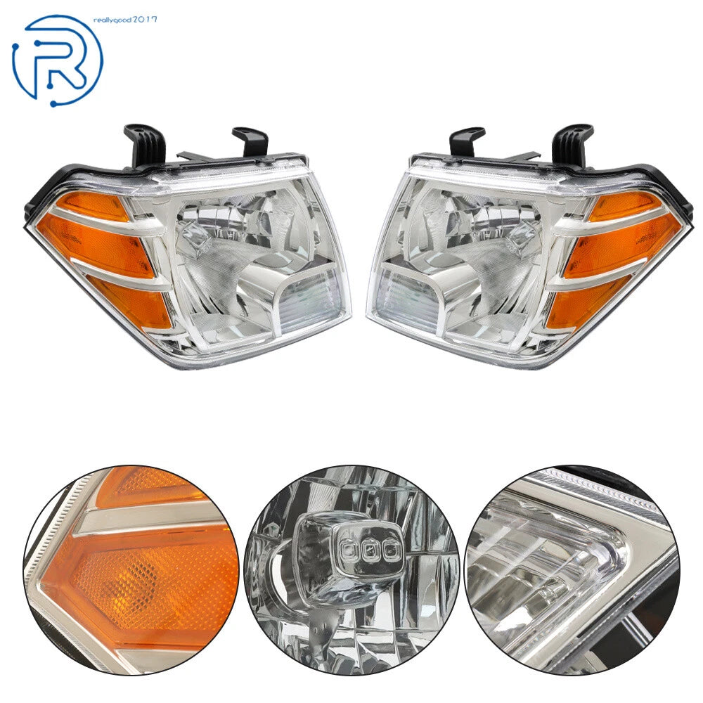 Set of 2 Chrome Housing Headlights for Nissan Frontier (2009-2021)