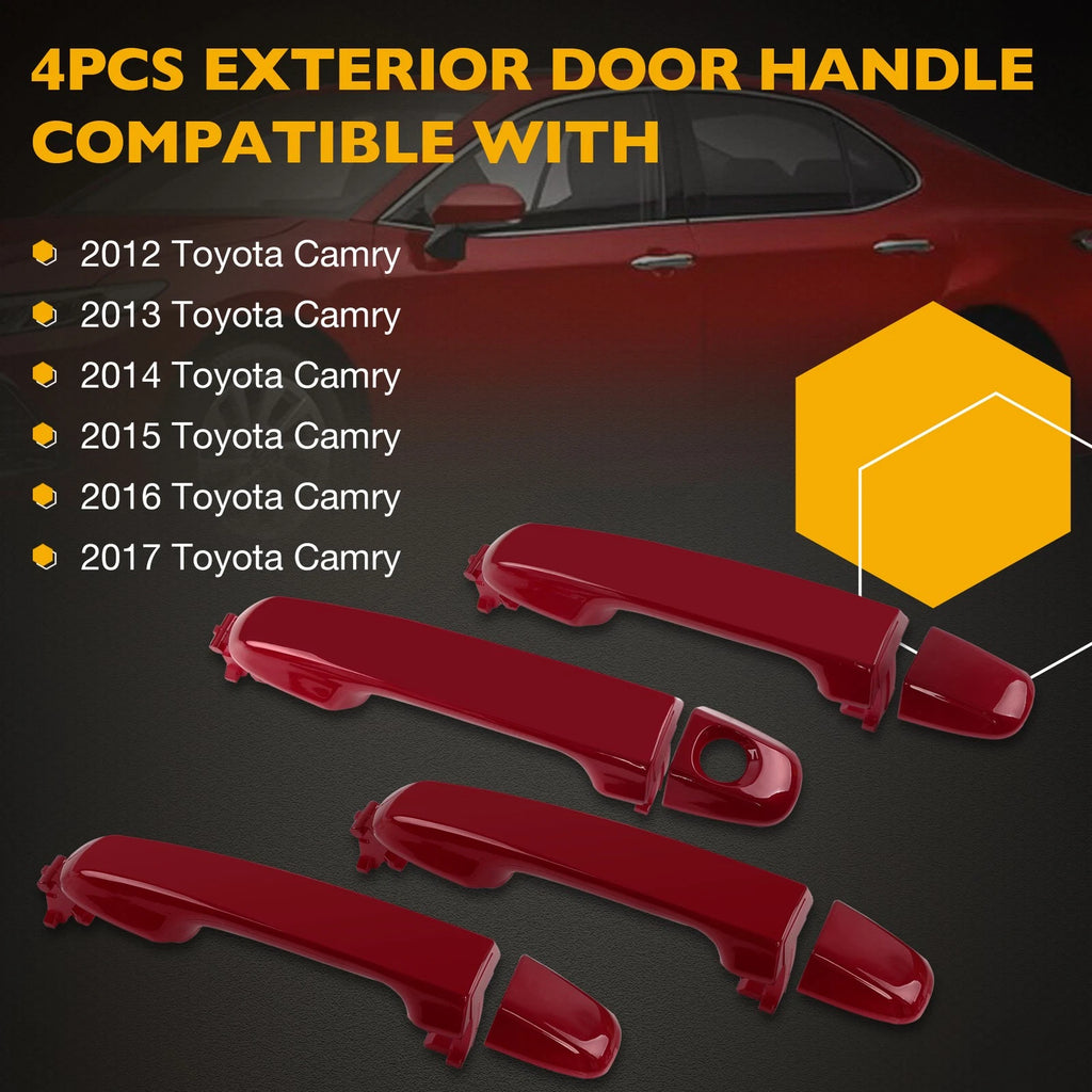 Set of 4 Exterior Door Handles for Toyota Camry (2012–2017) Red