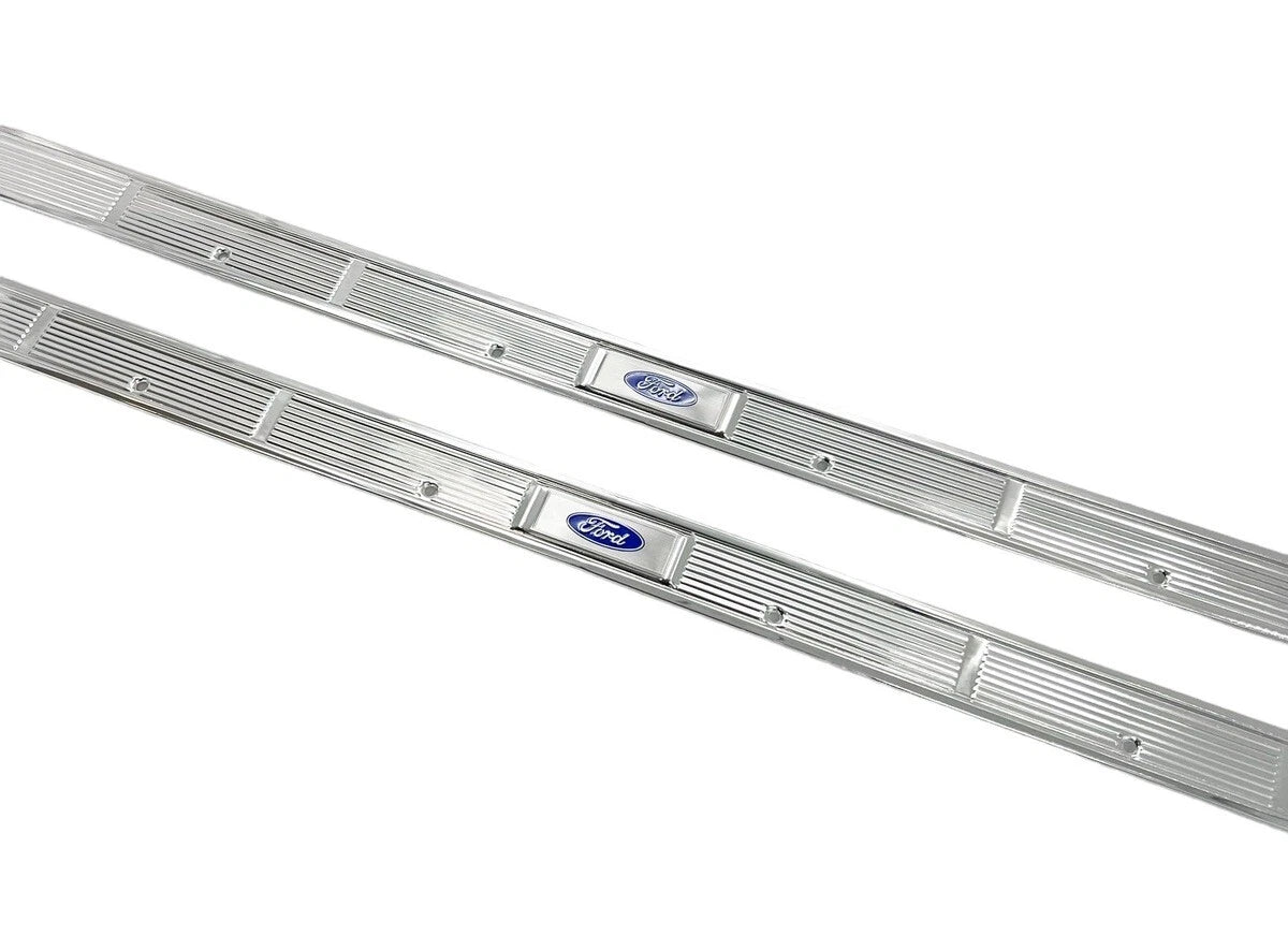 Door Sill Scuff Plates with Blue Decals for 1971–1973 Ford Mustang
