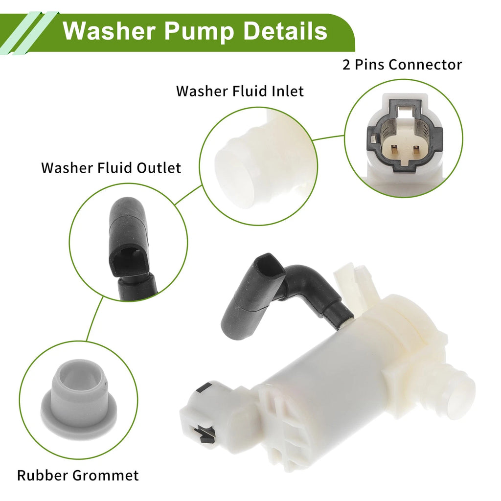 Windshield Washer Pump w/Grommet for Nissan Pathfinder (1996–2004) No. 289200W000