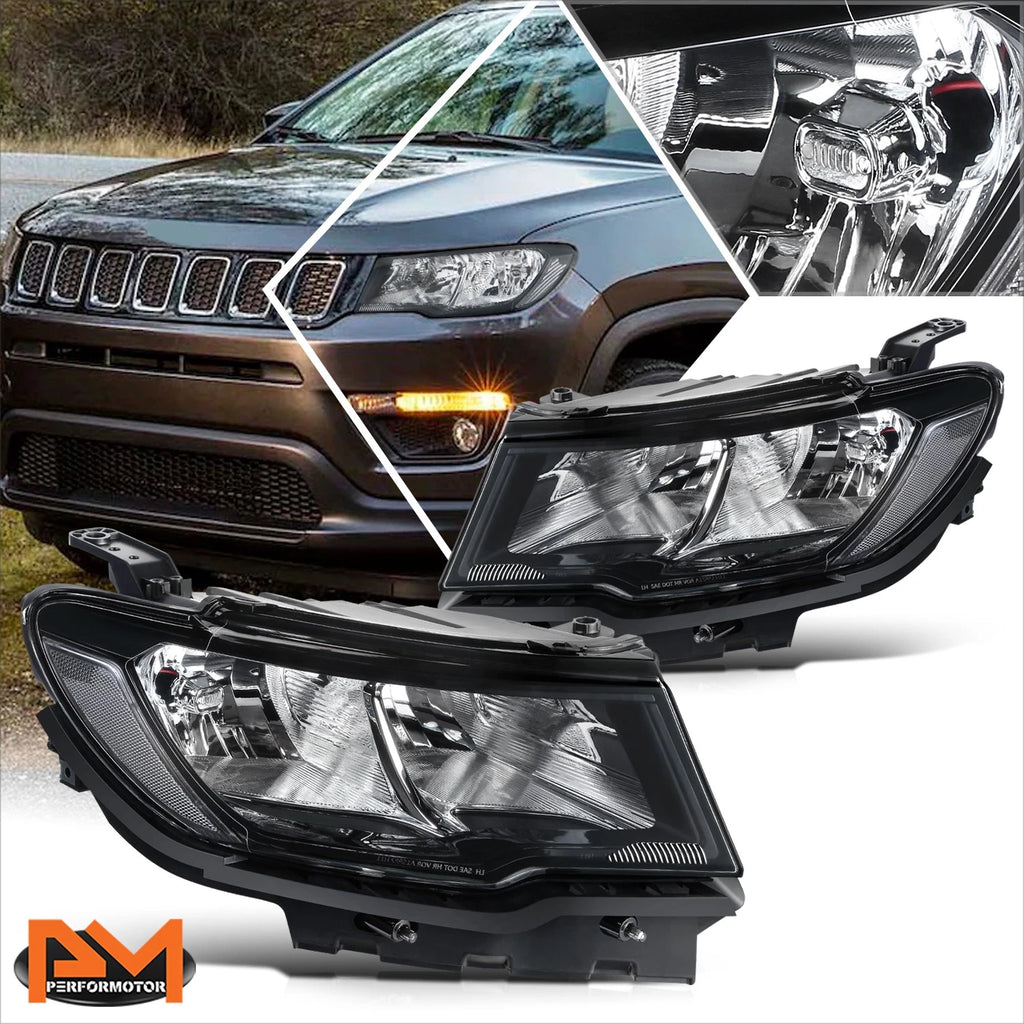 Headlights for Jeep Compass (2017–2021) - Black Housing Clear Corner