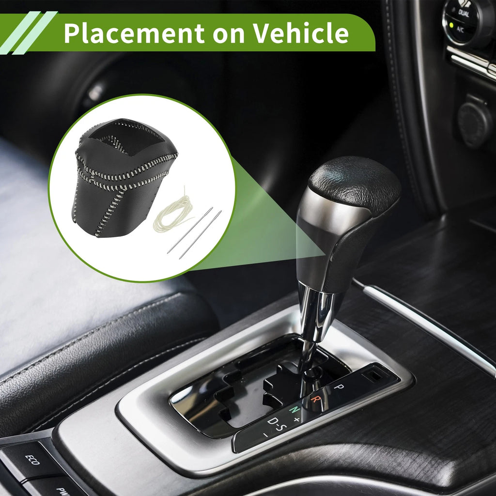 Gear Shift Knob Cover for Nissan Rogue (2021–2024) Black Beige Faux Leather