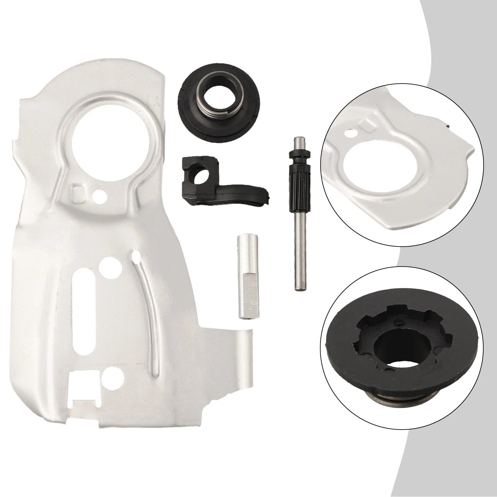 Guide Bar Plate for 345 455e (Metal, Oil Pump, Silver)