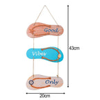 Wooden Marine Theme Flip Flops and Fish Pendant Wall Hanging Decor