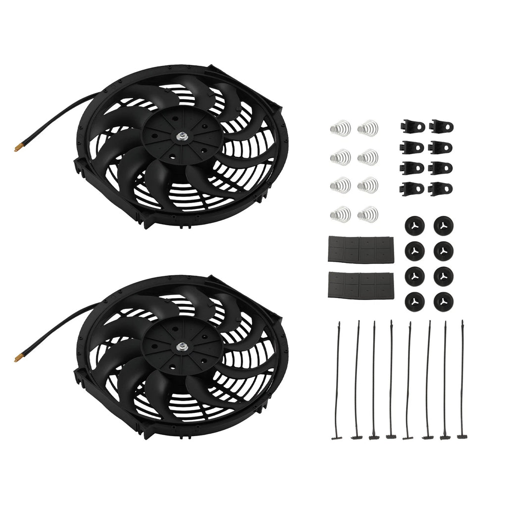 2X 12" Radiator Cooling Fan Assembly for Universal Application (YYYY–YYYY)