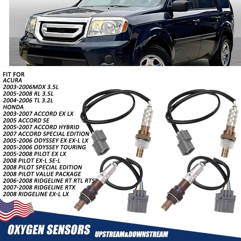 4X Oxygen O2 Sensor for Honda Accord Odyssey Pilot Ridgeline Acura MDX RL TL (2003–2020)