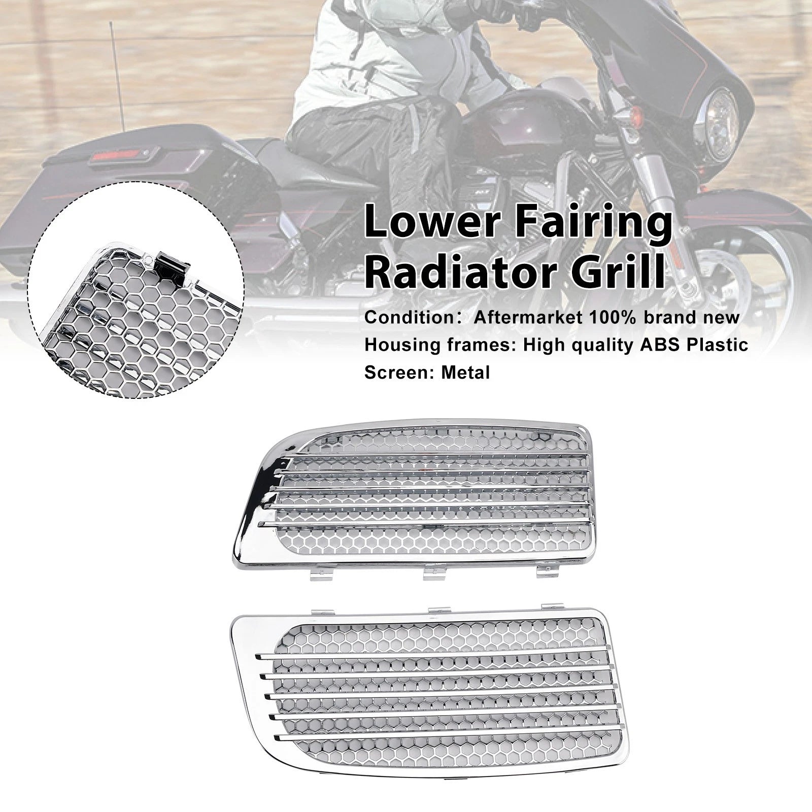Lower Fairing Radiator Grill for Harley Road Glide FLHR, FLTRXS (2015–2023) Chrome