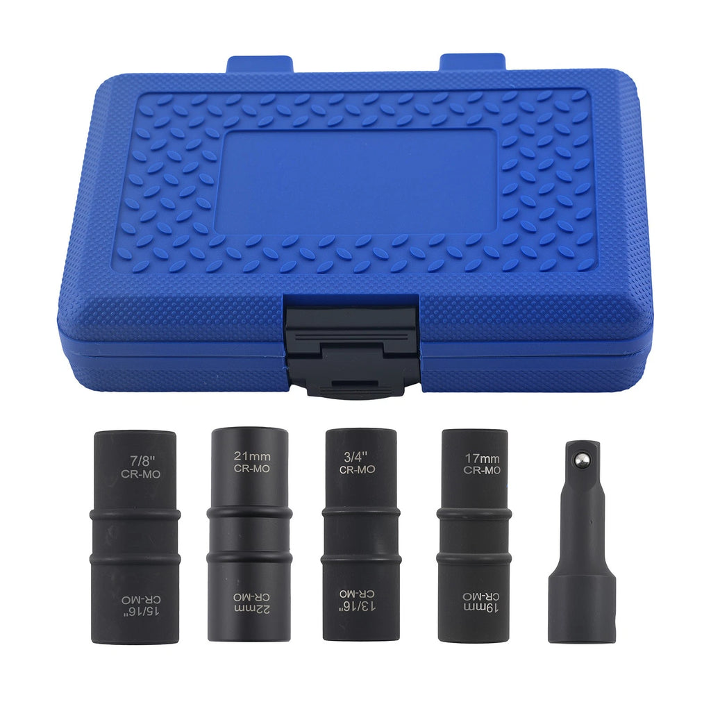 5PC 1/2" Impact Socket Set (17mm, 19mm, 21mm, 22mm, 3/4", 7/8")