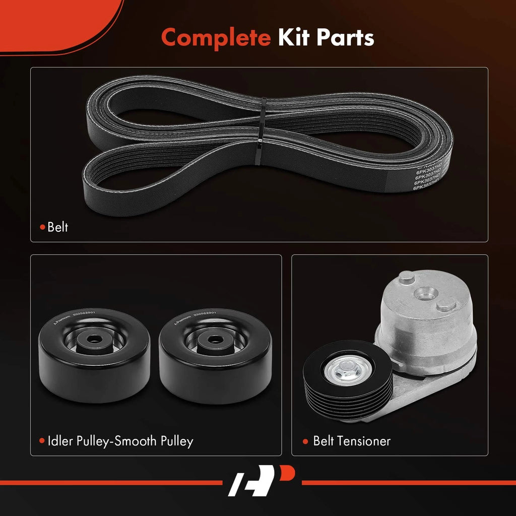 Set of 4 Serpentine Belt Drive Components for Chevy Silverado 1500