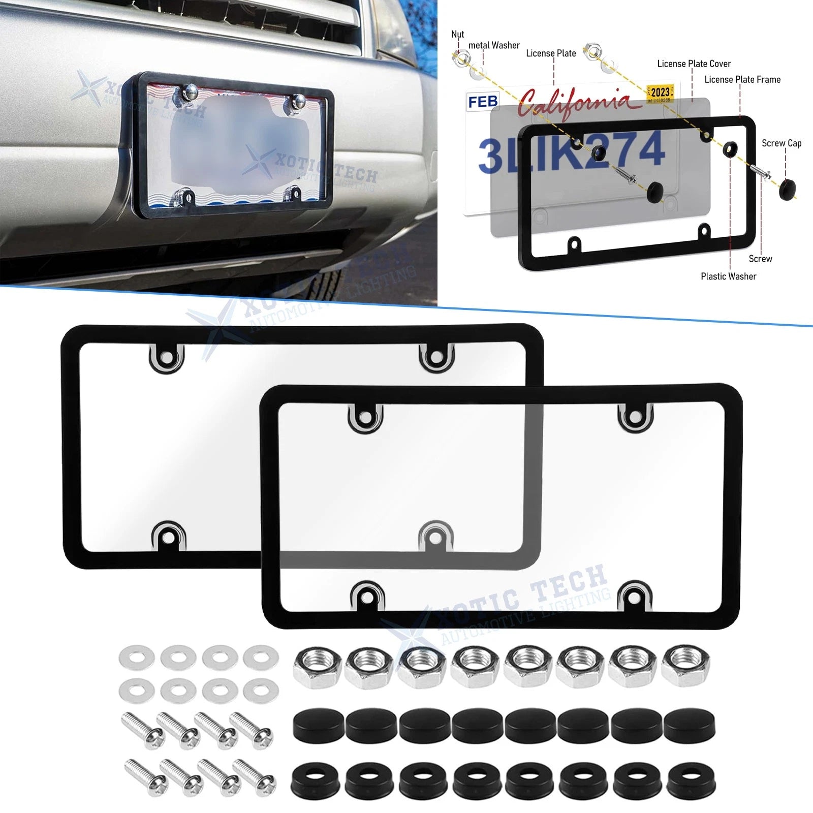 License Plate Frame Holder for Standard US Plates (Fits All) 2020–2025